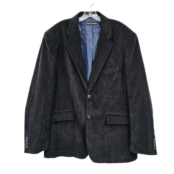 Michael Brandon Blazer Jacket 44 XL Black Corduroy Lined 2 Button Double Vented - Picture 12 of 12